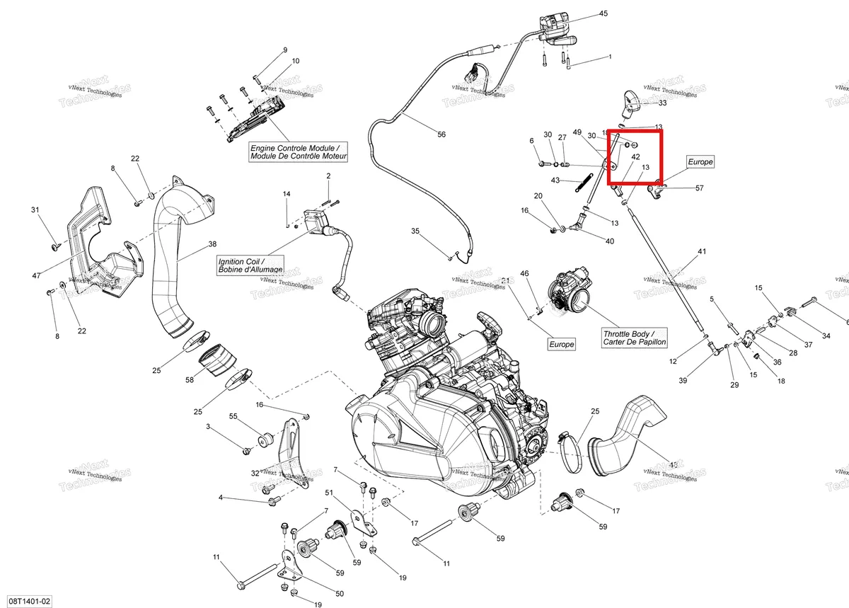 Деталь 707000568 на схеме узла 2014 Can-Am OUTLANDER 400 EFI, STD, XT Engine