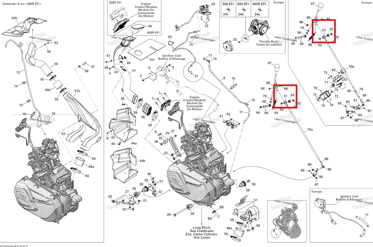 Деталь 707000575 на схеме узла 2012 Can-Am Outlander 800REFI Xmr Engine