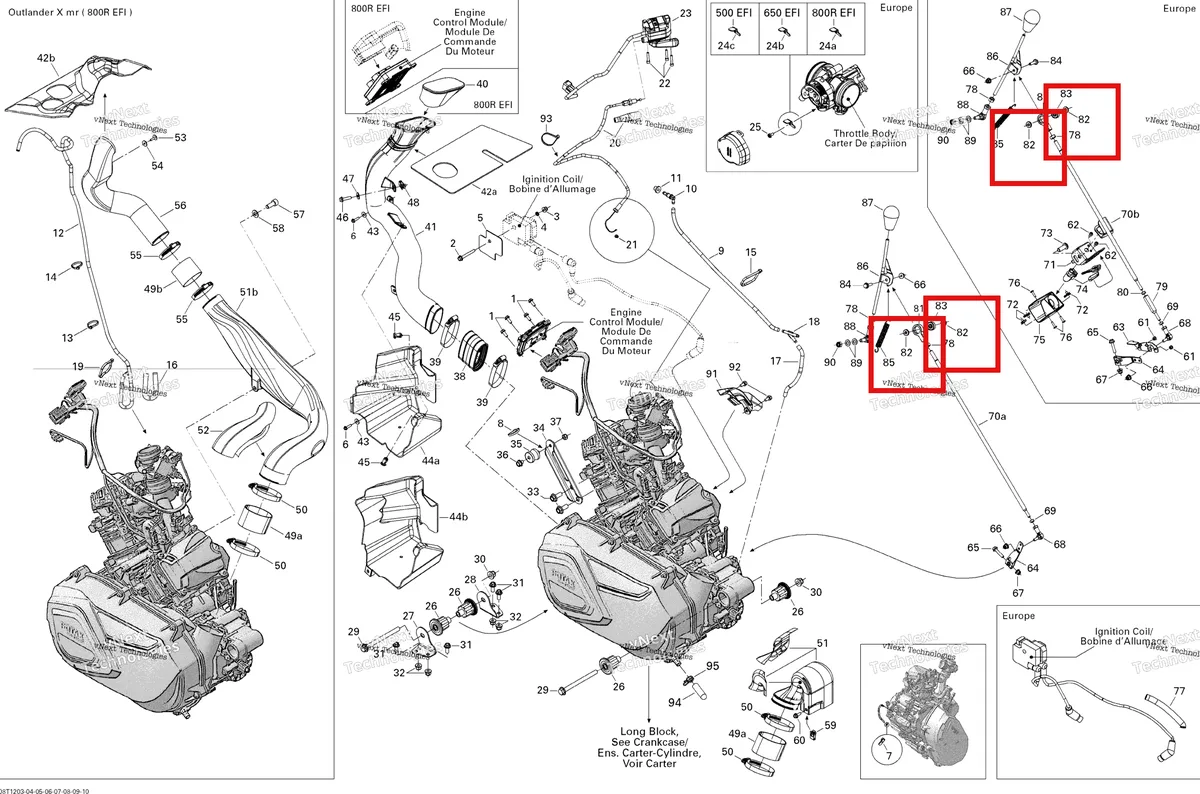 Деталь 707000576 на схеме узла 2012 Can-Am Outlander 800REFI Xmr Engine