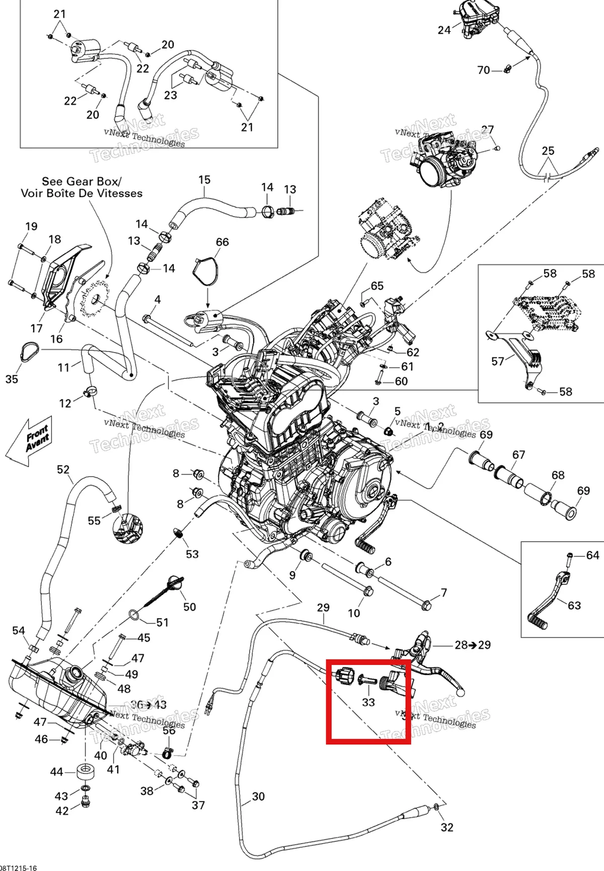 Деталь 707000602 на схеме узла 2015 Can-Am DS 450EFI STD Engine And Engine Support