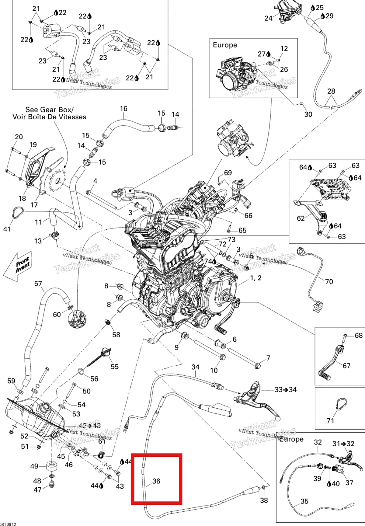 Деталь 707000606 на схеме узла 2009 Can-Am DS 450 EFI Engine