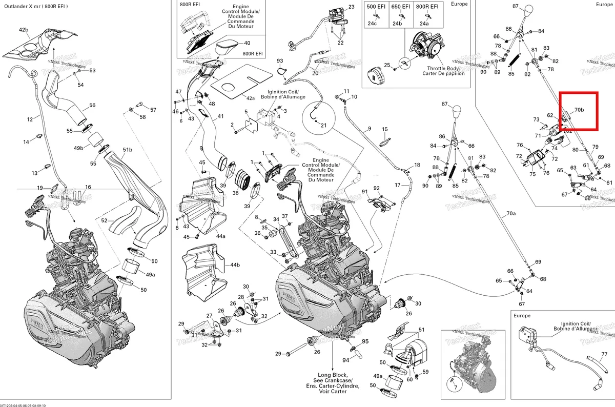 Деталь 707000661 на схеме узла 2012 Can-Am Outlander MAX 500EFI STD & XT Engine