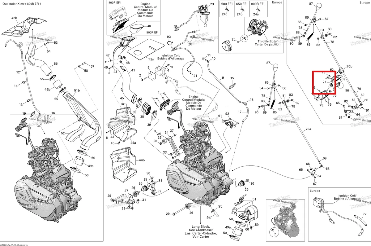 Деталь 707000664 на схеме узла 2012 Can-Am Outlander MAX 500EFI STD & XT Engine