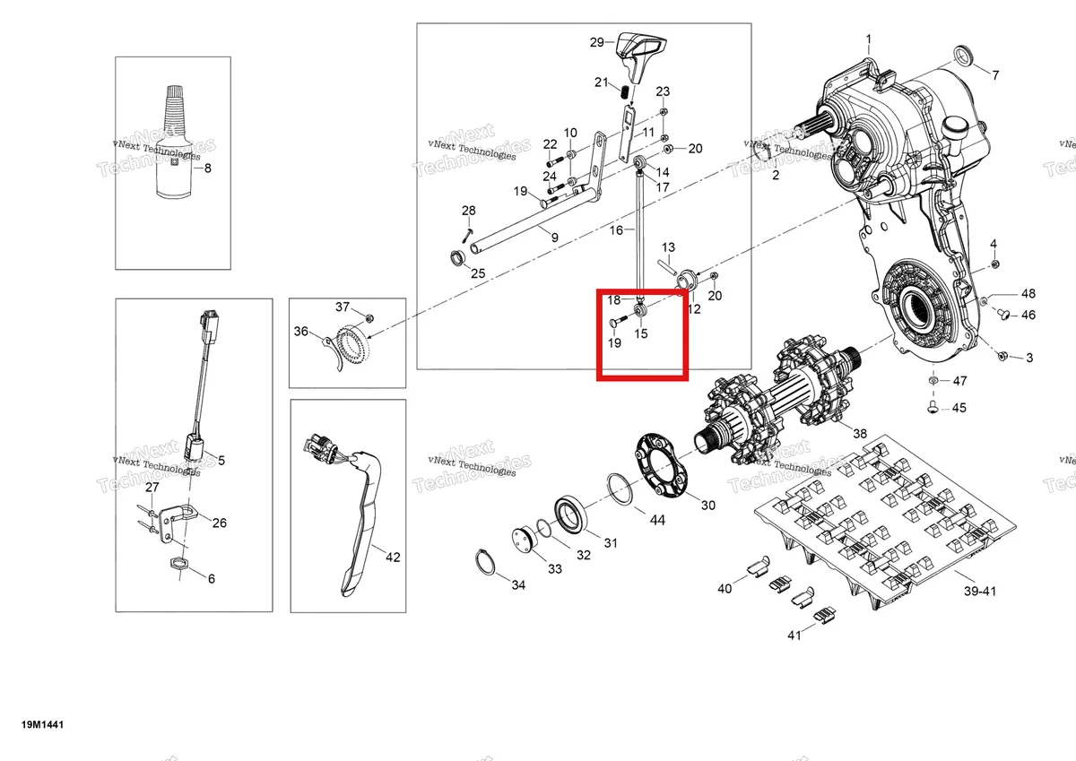 Деталь 707000689 (Деталь Rh Ball Joint) на схеме узла 2014 Ski-Doo EXPEDITION LE 1200 XU Drive Axle, Track And Belt Guard