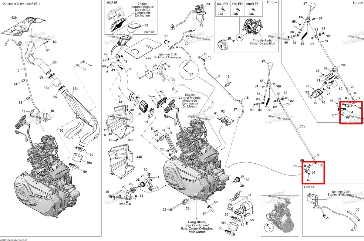 Деталь 707000691 на схеме узла 2012 Can-Am Outlander 800REFI Xmr Engine