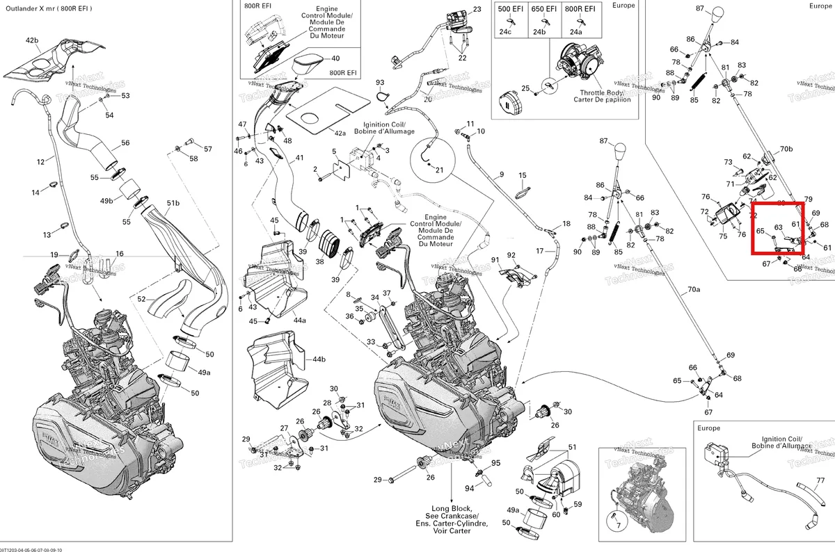 Деталь 707000692 на схеме узла 2012 Can-Am Outlander MAX 500EFI STD & XT Engine