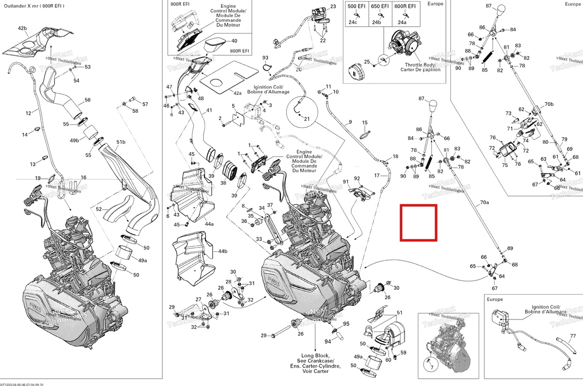 Деталь 707000777 на схеме узла 2012 Can-Am Outlander 500EFI STD & XT Engine