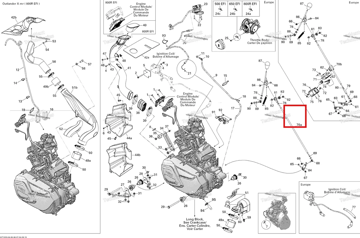 Деталь 707000778 на схеме узла 2012 Can-Am Outlander 500EFI STD & XT Engine