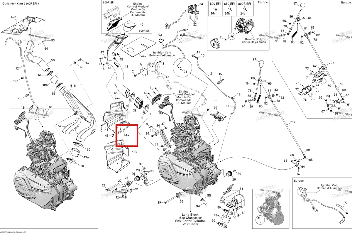 Деталь 707000779 на схеме узла 2012 Can-Am Outlander 800REFI Xmr Engine