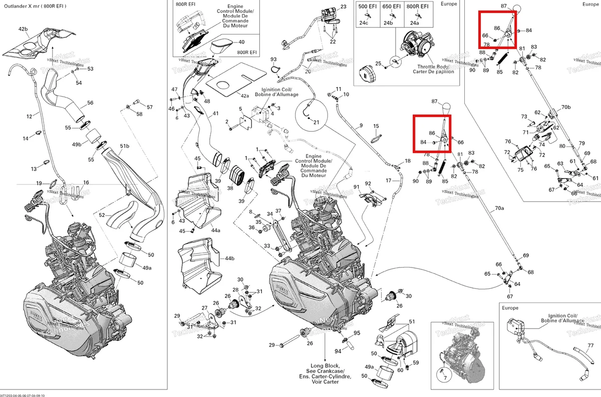 Деталь 707000783 на схеме узла 2012 Can-Am Outlander 800REFI Xmr Engine