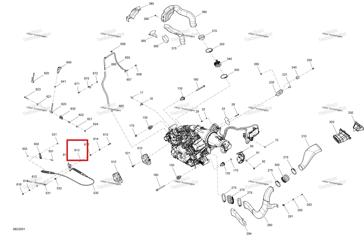 Деталь 707000801 на схеме узла 2020 Can-Am Commander 800R EFI Engine