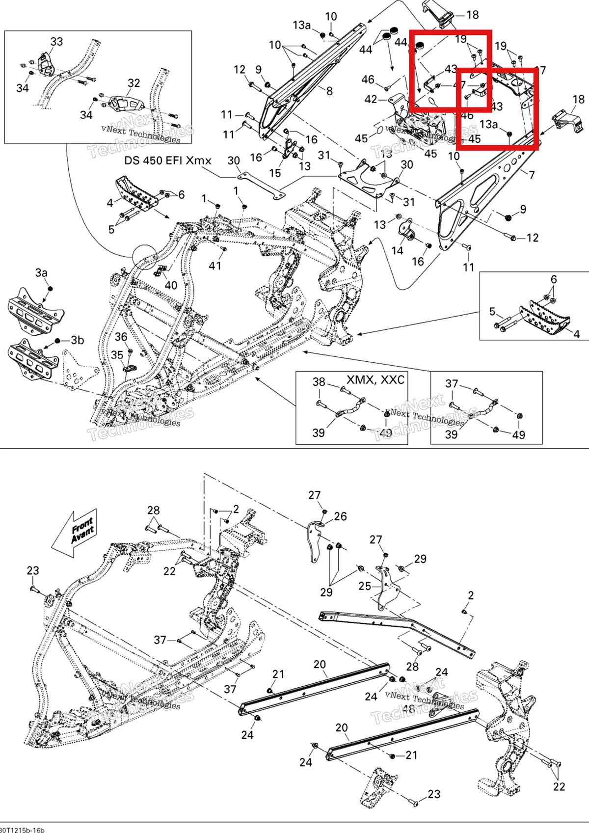 Деталь 707000864 на схеме узла 2015 Can-Am DS 450EFI STD Frame, System 2
