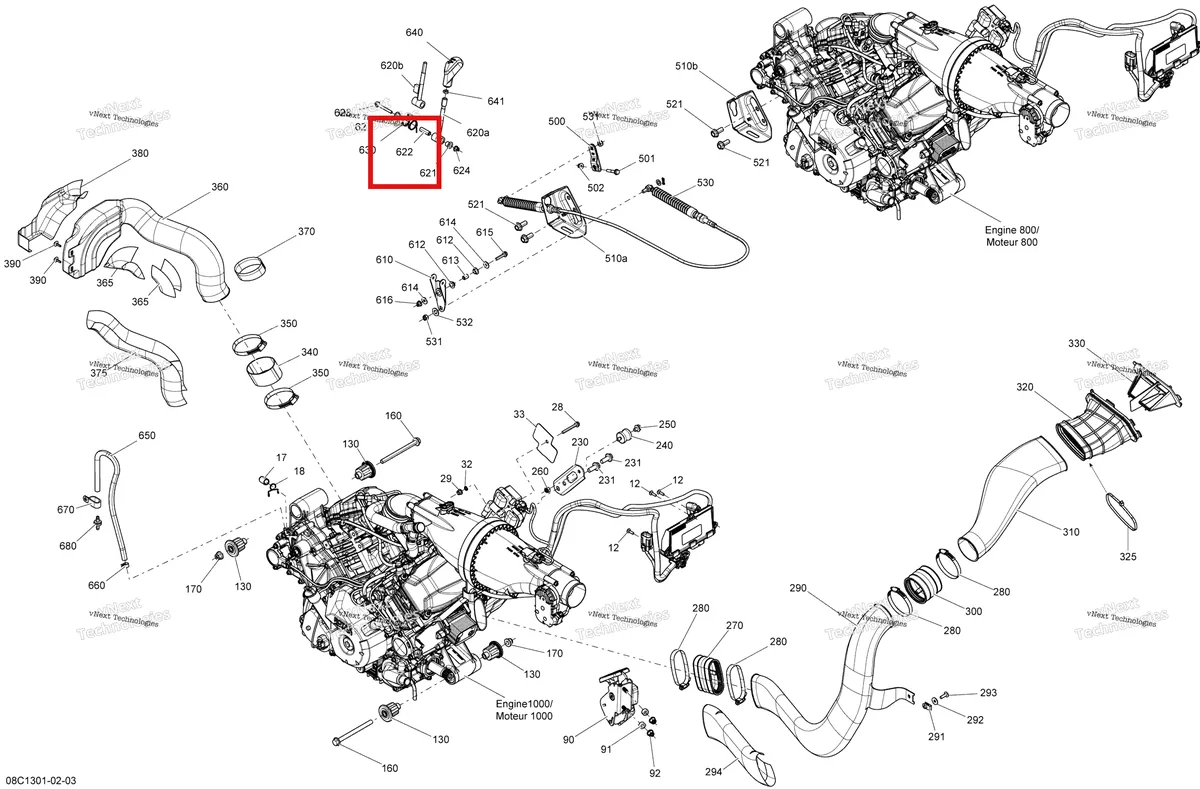 Деталь 707000868 на схеме узла 2013 Can-Am COMMANDER LTD 1000 Engine