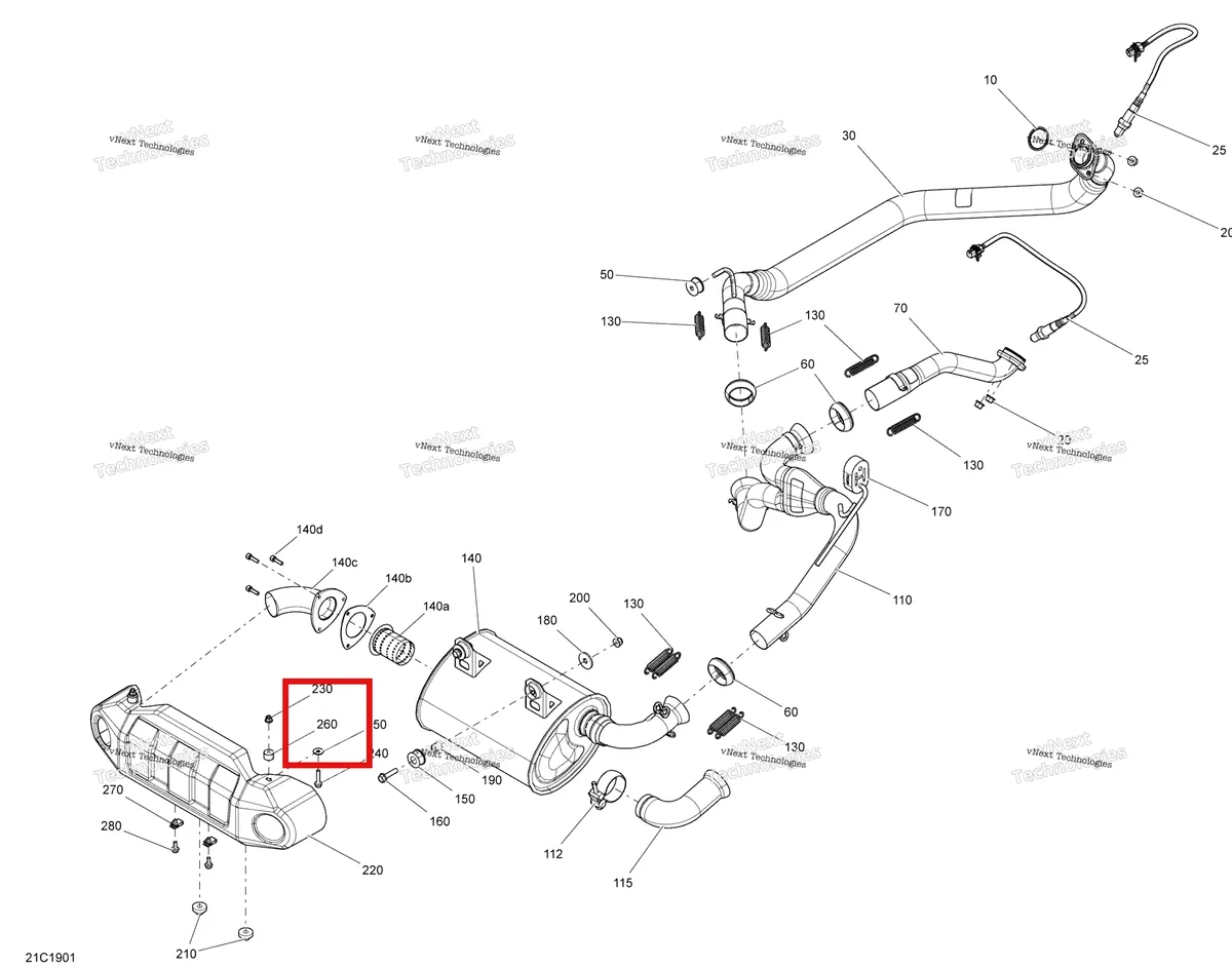 Деталь 707000882 на схеме узла 2019 Can-Am Commander 800R EFI Exhaust - 800R Efi