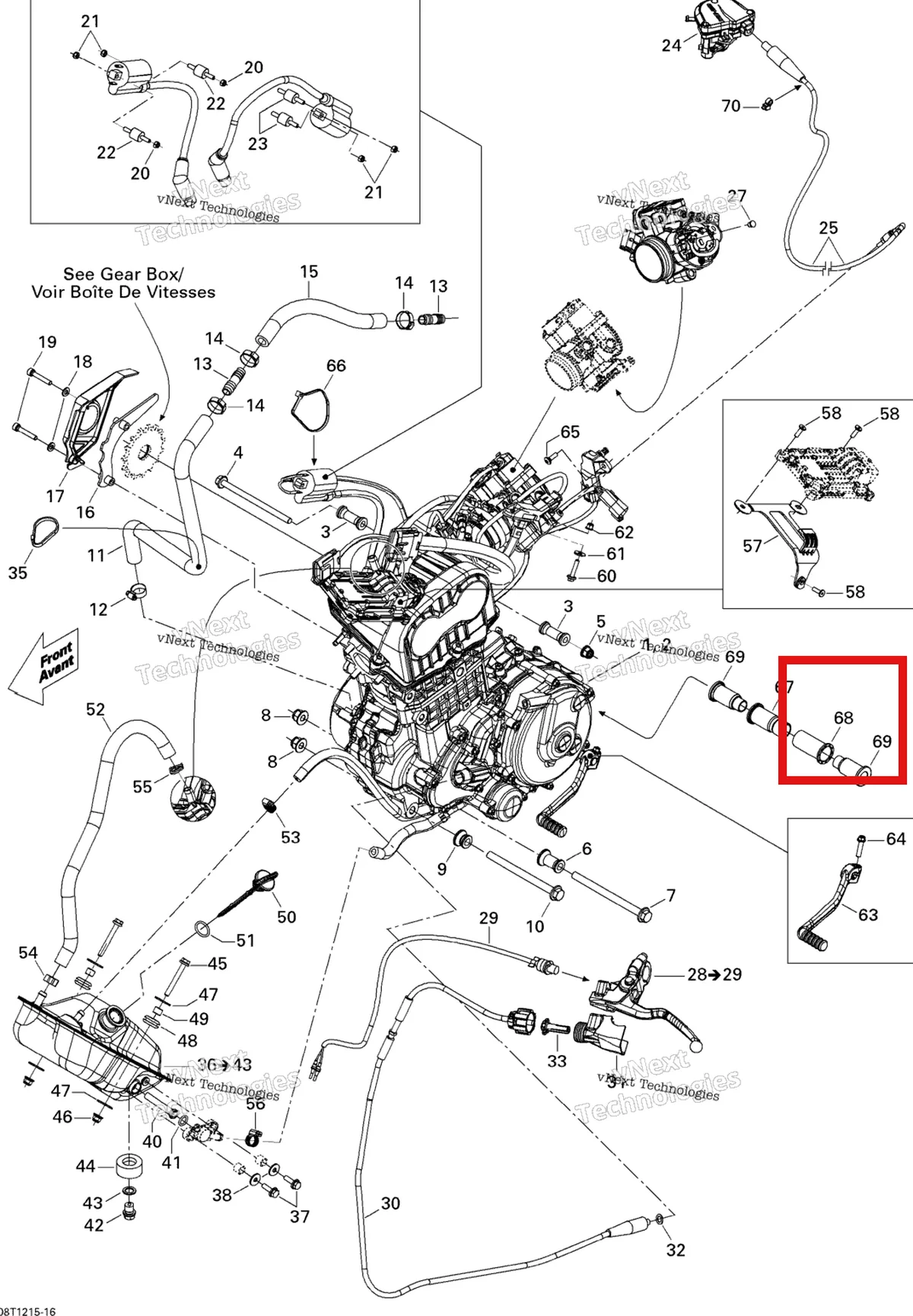Деталь 707000948 на схеме узла 2015 Can-Am DS 450EFI STD Engine And Engine Support