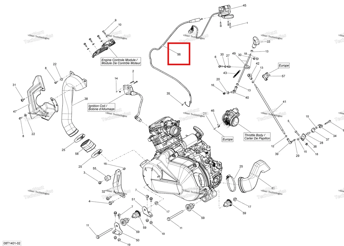 Деталь 707000974 на схеме узла 2014 Can-Am OUTLANDER 400 EFI, STD, XT Engine