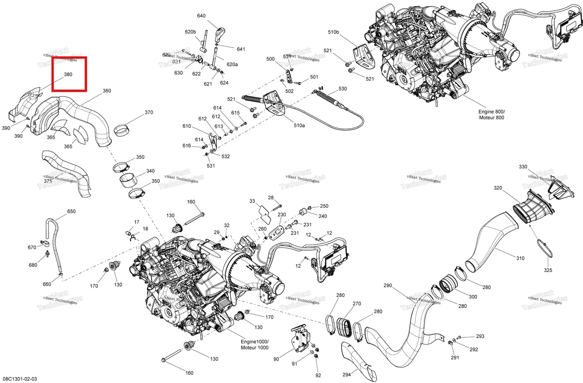 Деталь 707000990 на схеме узла 2013 Can-Am COMMANDER LTD 1000 Engine