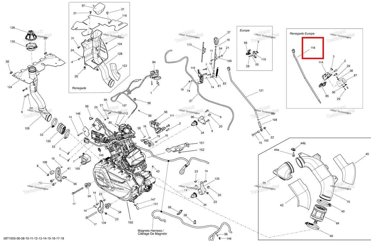 Деталь 707001012 на схеме узла 2015 Can-Am RENEGADE 500 EFI Engine And Engine Support