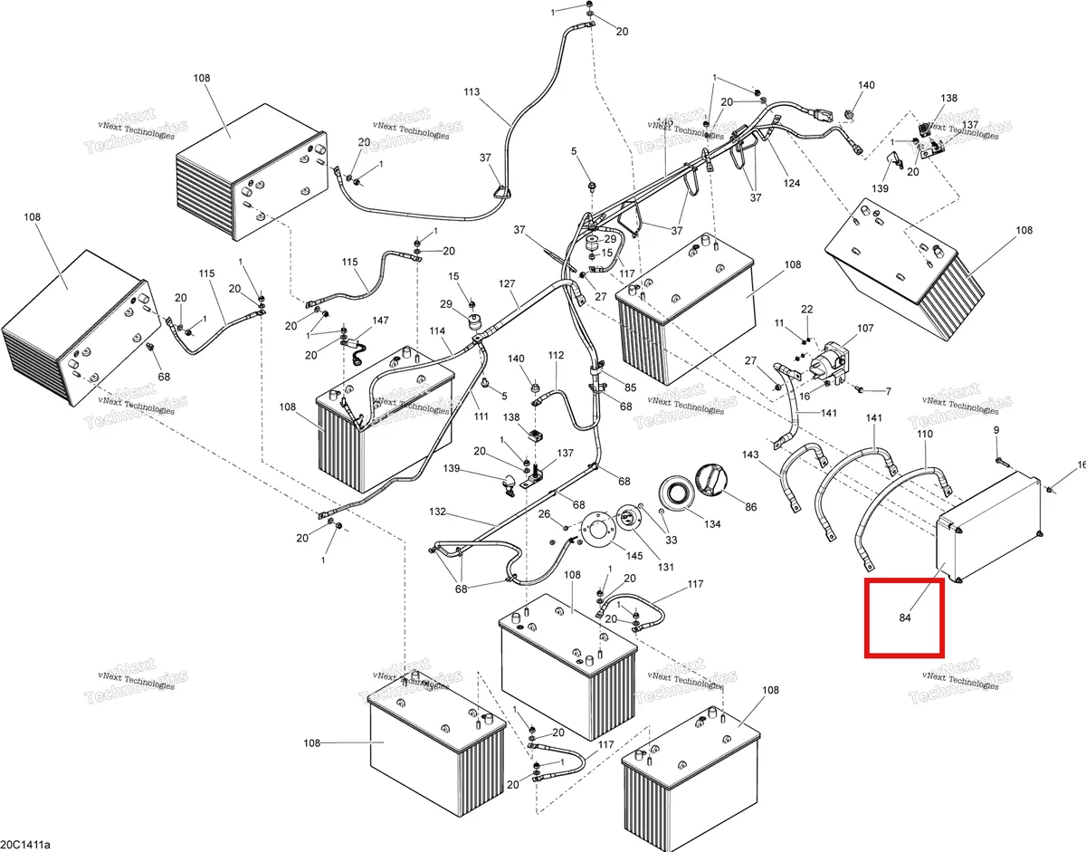 Деталь 707001105 на схеме узла Electrical System Batteries