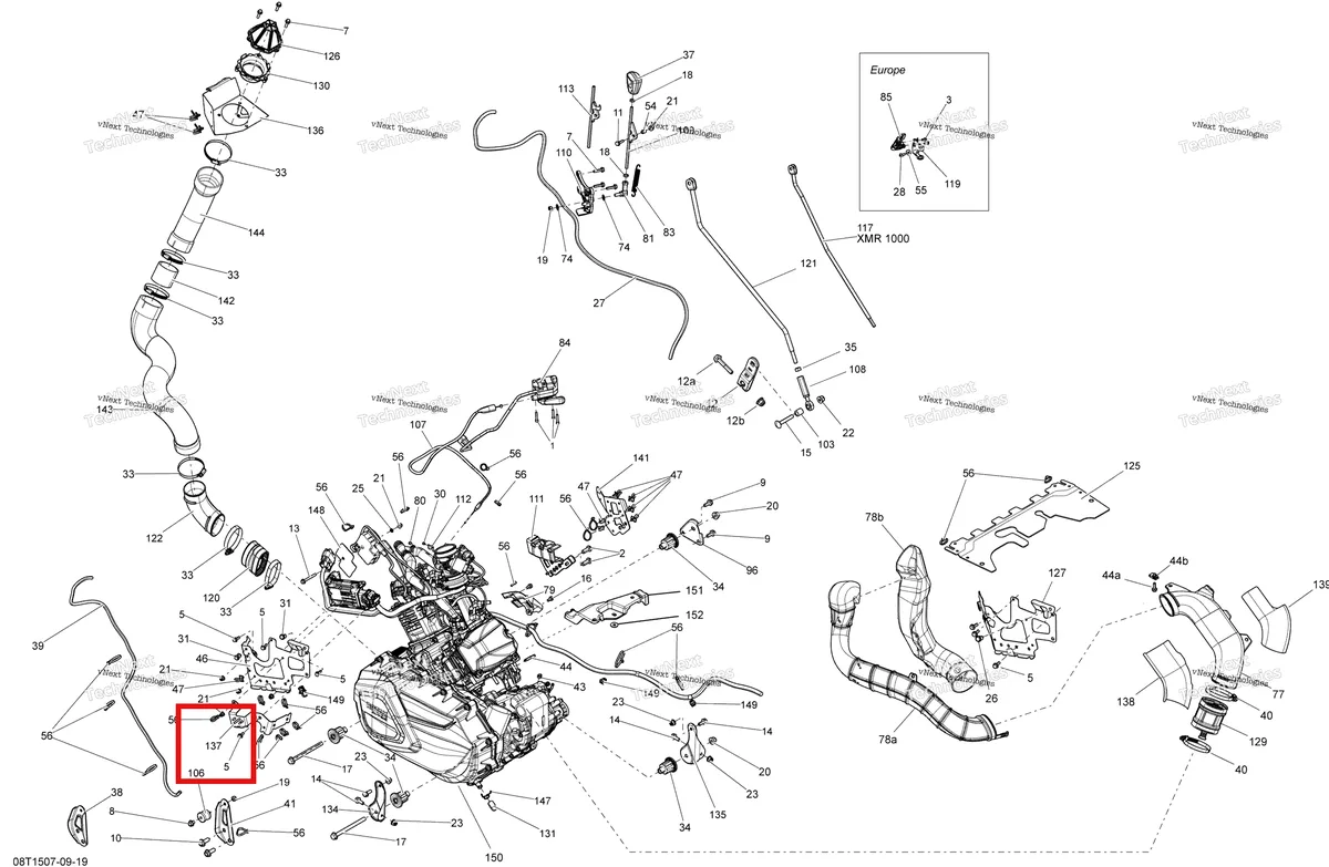Деталь 707001204 на схеме узла 2015 Can-Am OUTLANDER 650 EFI XMR Engine And Engine Support