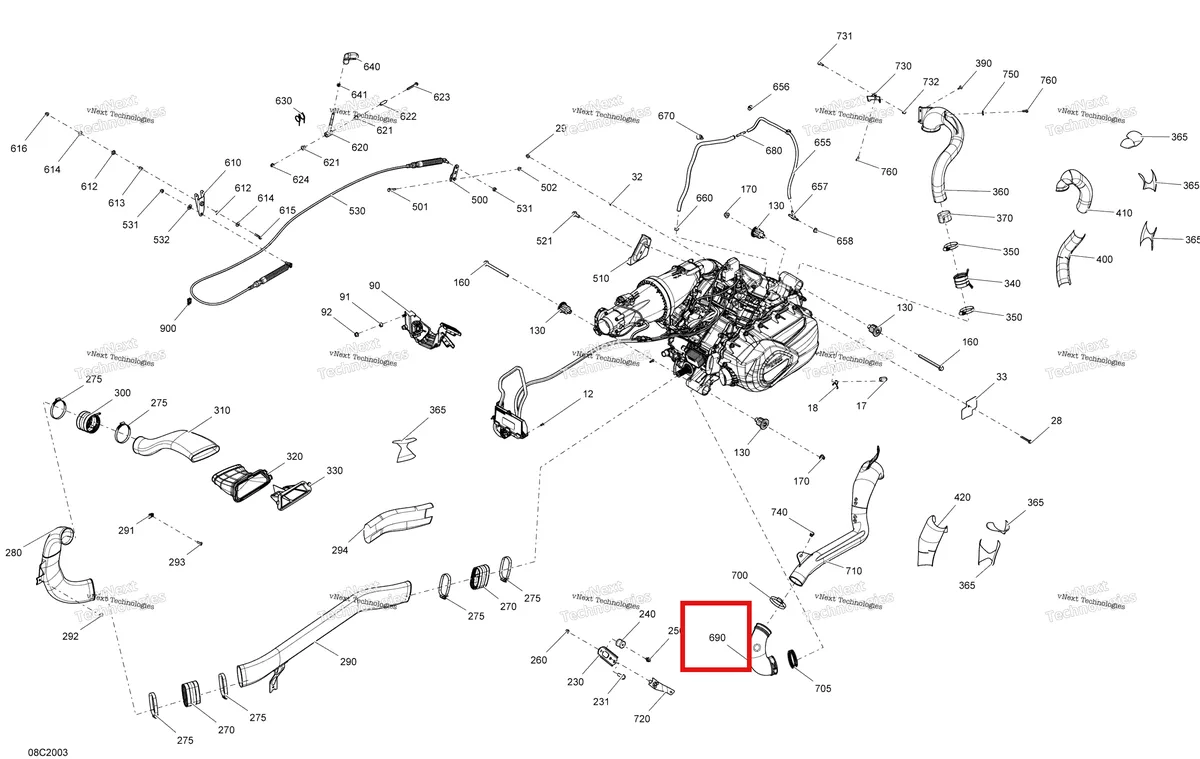 Деталь 707001229 на схеме узла 2020 Can-Am Commander MAX 800R EFI Engine