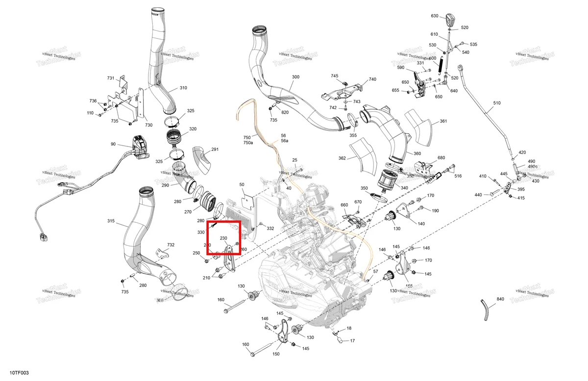 Деталь 707001256 на схеме узла 2026 Can-Am RENEGADE - 4X4 - XMR - 650 EFI - 5TTA - Catalyst Gray Engine - System