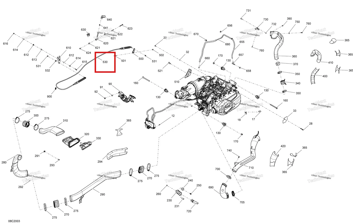 Деталь 707001283 на схеме узла 2020 Can-Am Commander MAX 800R EFI Engine