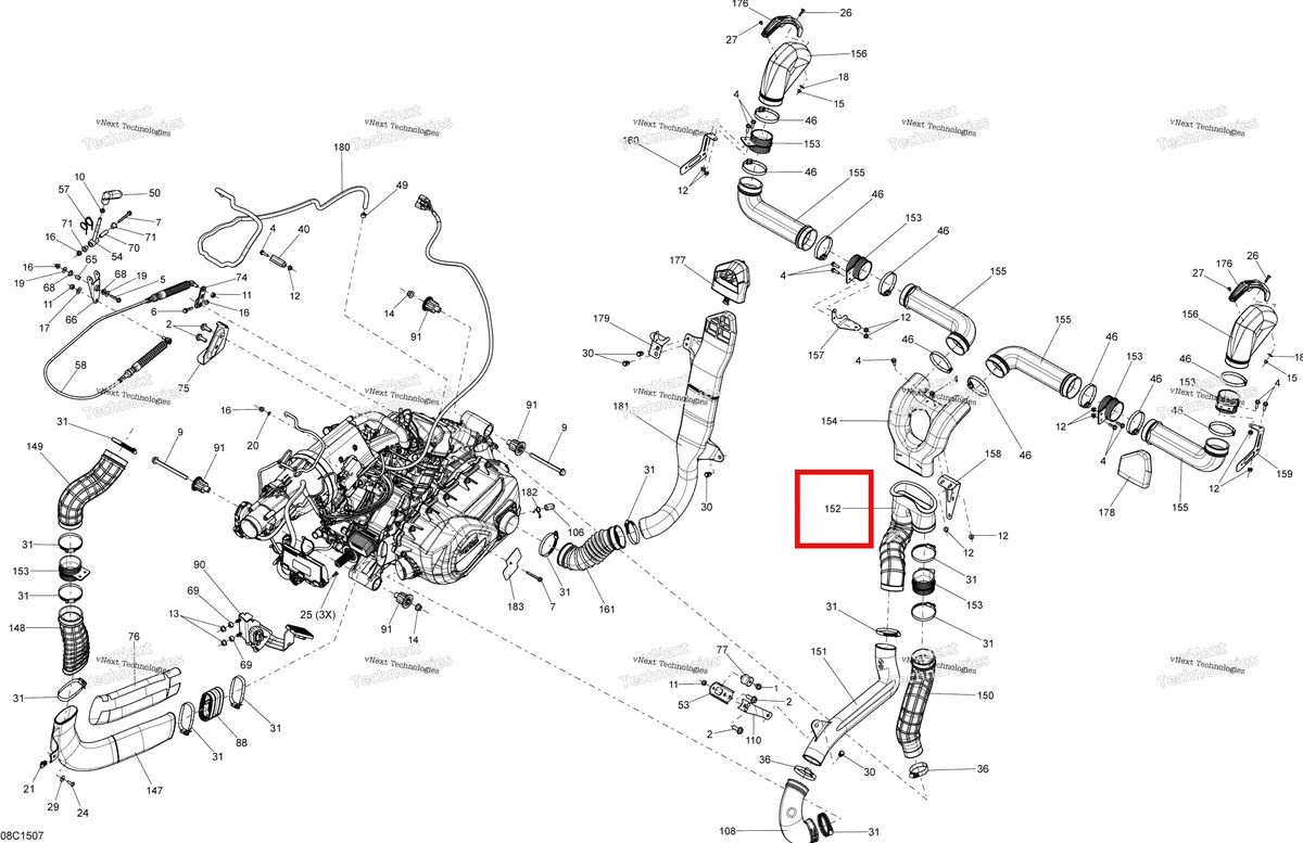 Деталь 707001382 на схеме узла 2015 Can-Am MAVERICK 1000_XMR Engine