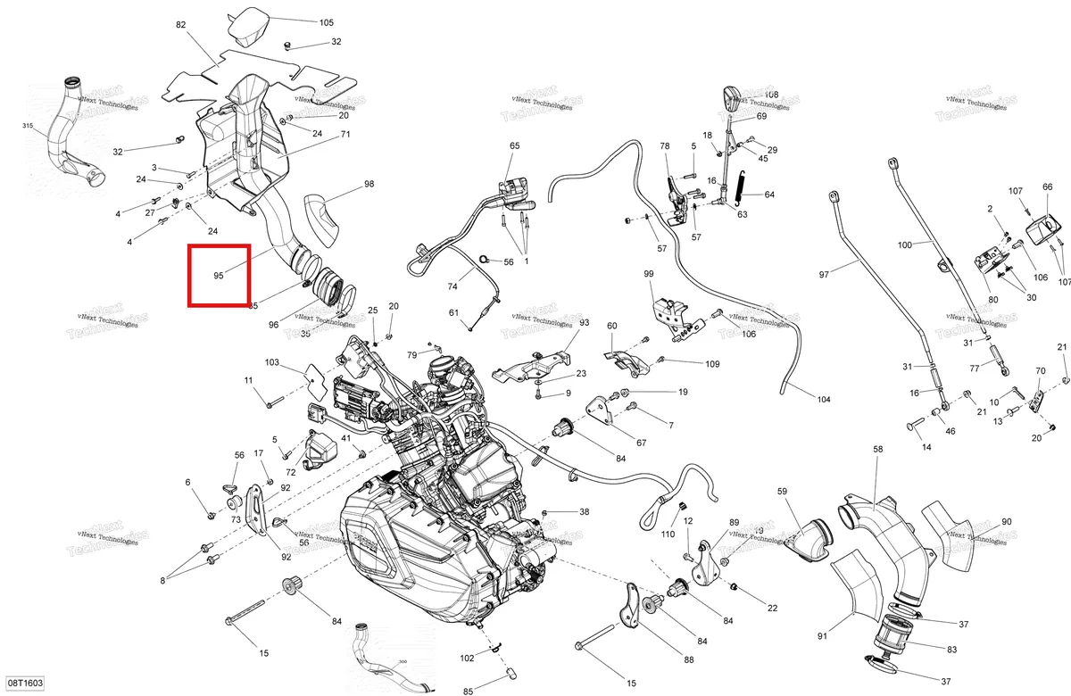 Деталь 707001399 на схеме узла 2016 Can-Am RENEGADE Engine And Engine Support