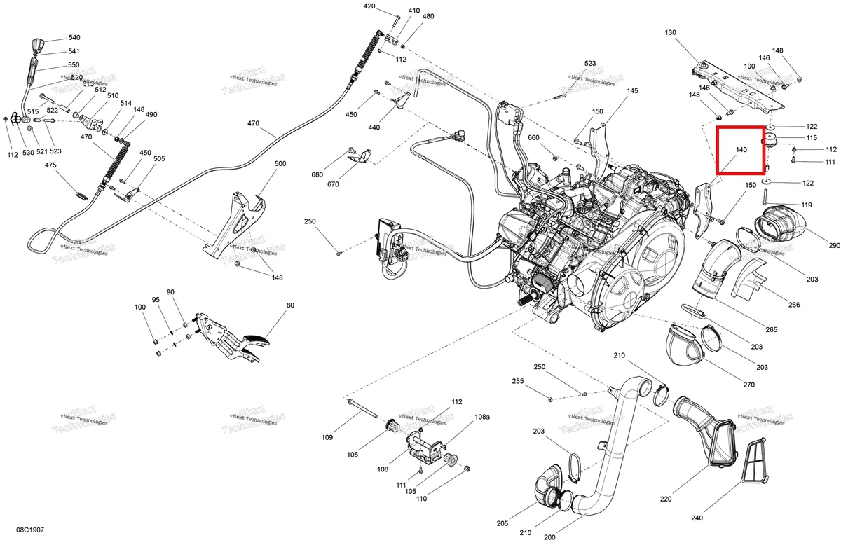 Деталь 707001610 на схеме узла 2019 Can-Am TRAXTER HD8 - T1B SERIES Engine - Except Xmr