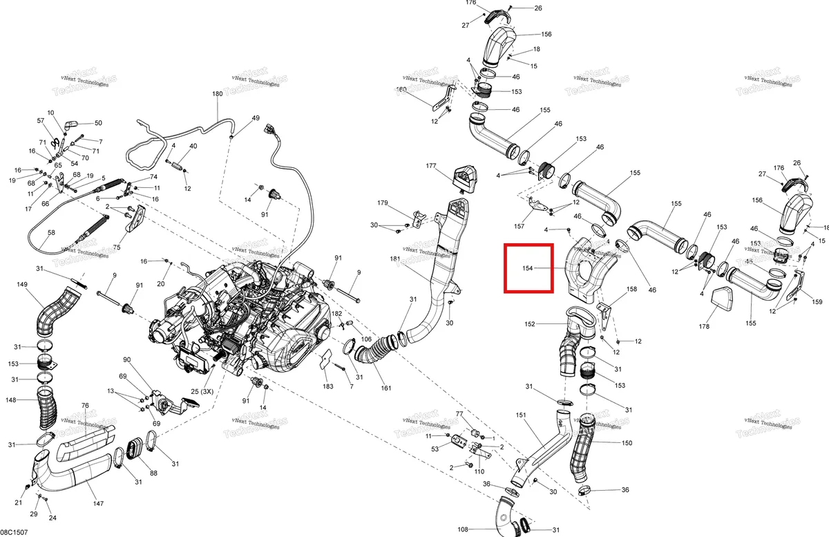 Деталь 707001629 на схеме узла 2015 Can-Am MAVERICK 1000_XMR Engine