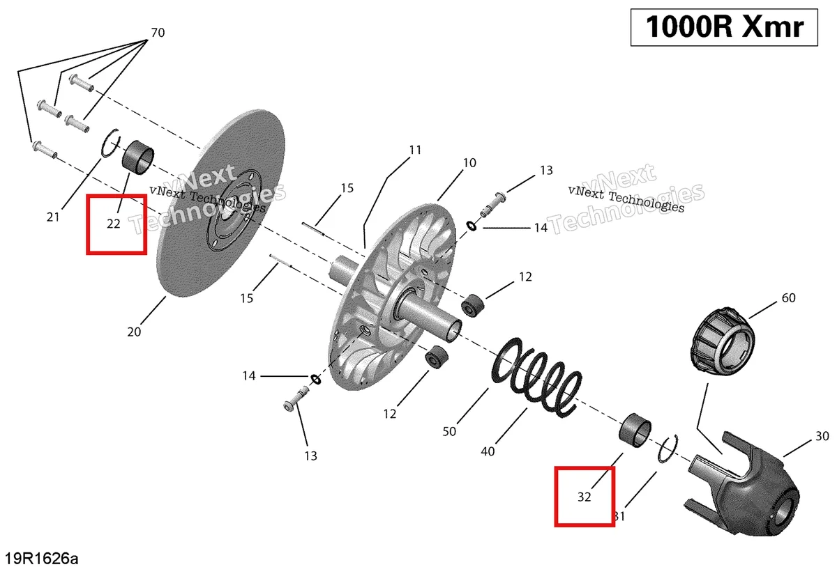 Деталь 707001651 на схеме узла 2018 Can-Am MAVERICK Transmission, Driven Pulley - Xmr