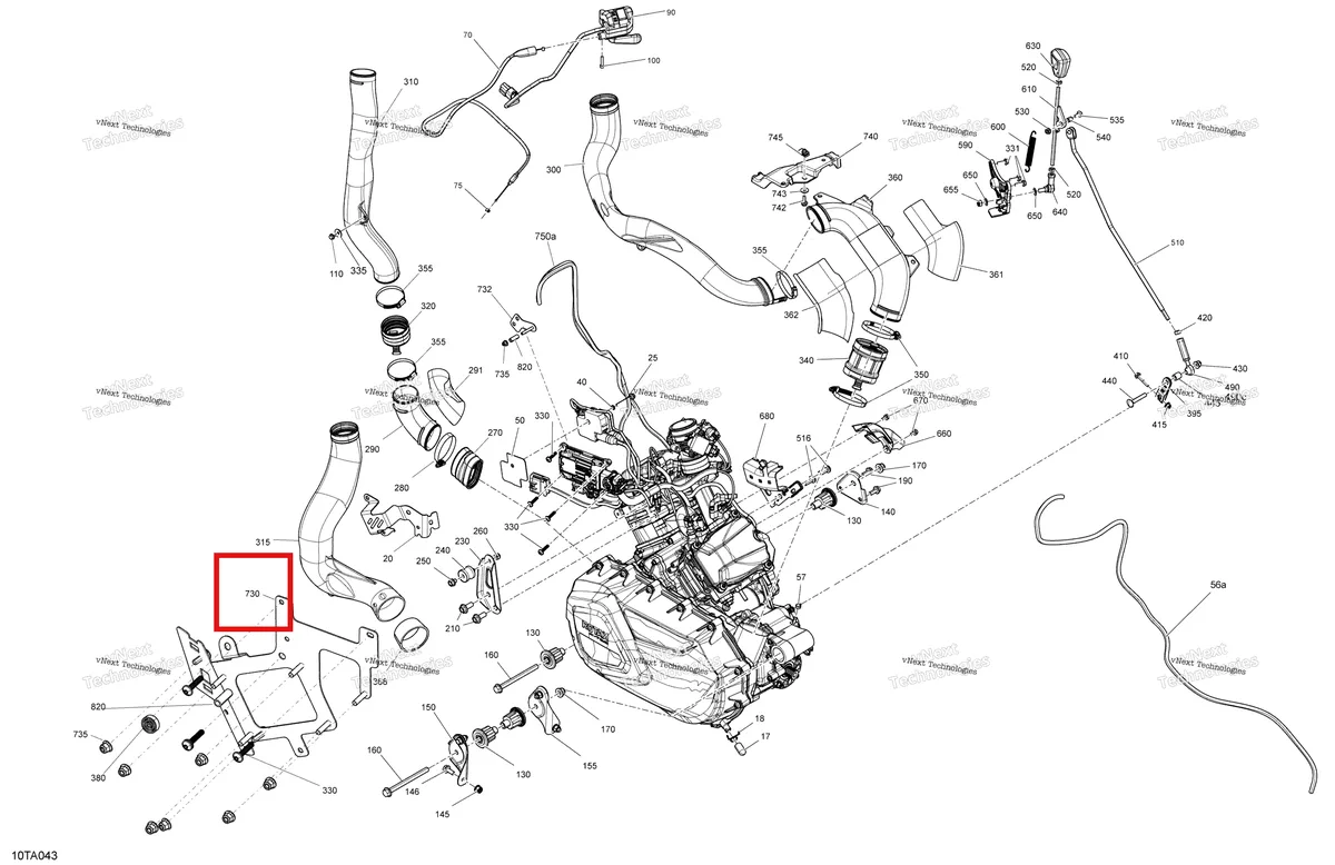 Деталь 707001743 на схеме узла 2021 Can-Am Renegade 570 EFI - XMR Engine - System
