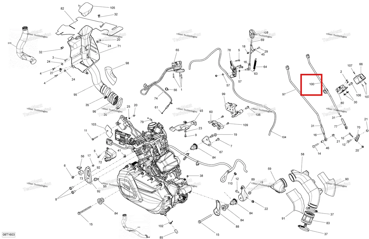 Деталь 707001850 на схеме узла 2016 Can-Am RENEGADE Engine And Engine Support