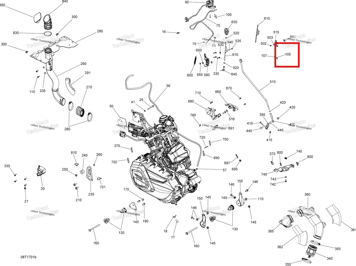 Деталь 707001927 на схеме узла 2017 Can-Am Outlander L - 570 EFI - PRO Package Engine And Engine Support - 570 Efi Except Xmr