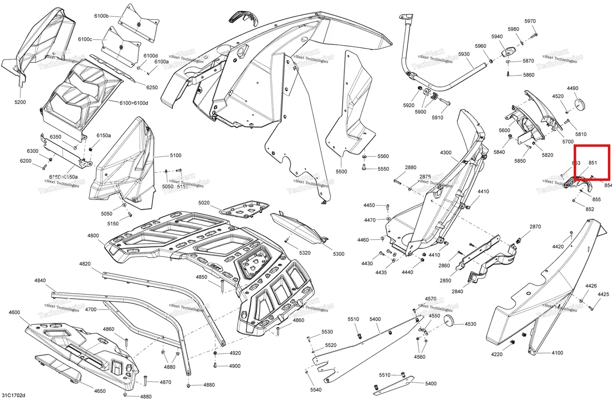 Деталь 707001943 на схеме узла 2017 Can-Am Maverick Body And Accessories - Rear Section All Models