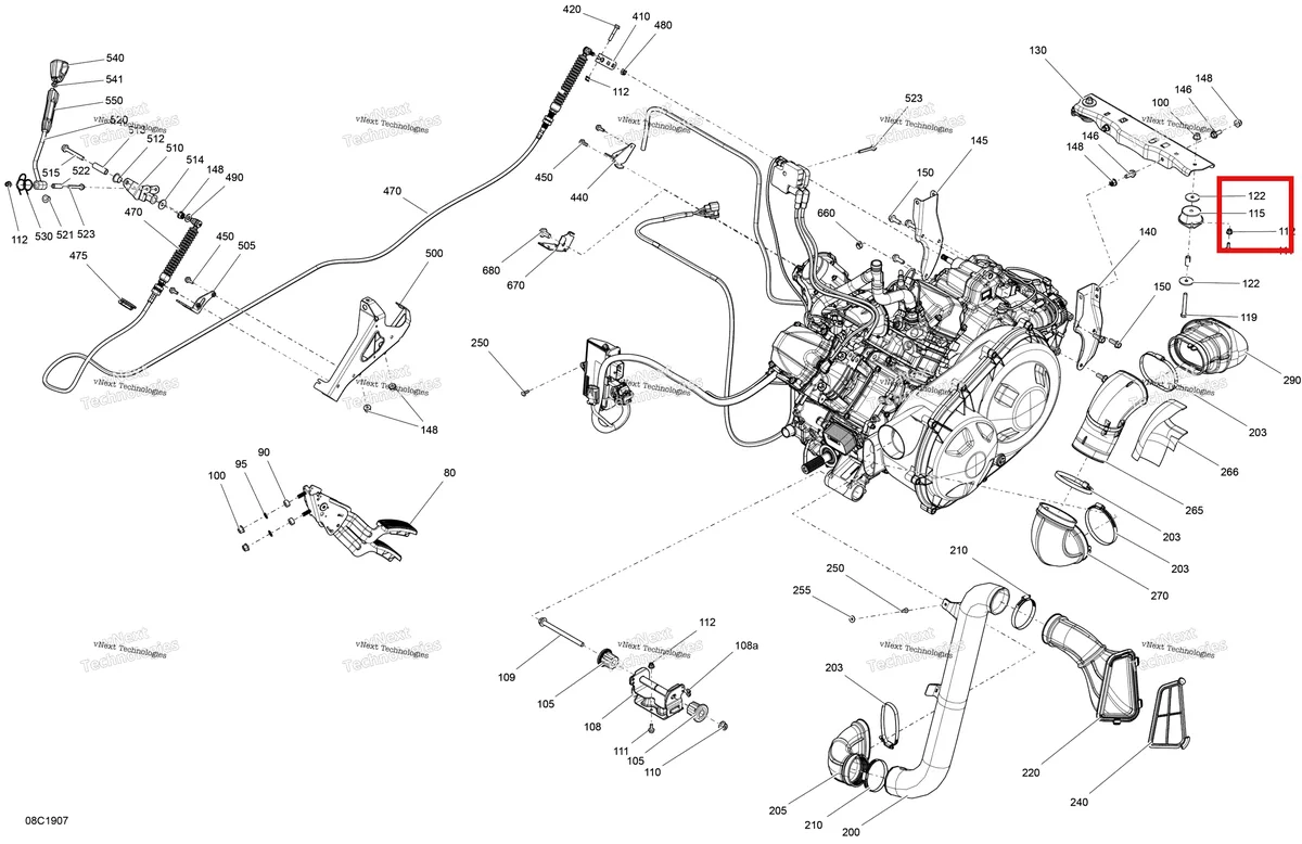 Деталь 707002184 на схеме узла 2019 Can-Am TRAXTER HD8 - T1B SERIES Engine - Except Xmr