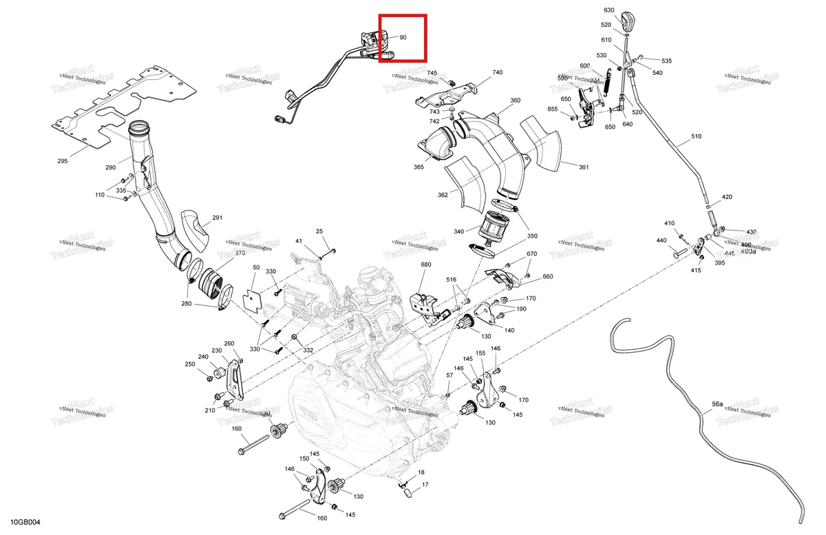 Деталь 707002684 (Дроссель ручка Can-Am Outlander 570 EFI XT (2022) (707002684)) на схеме узла Engine - System