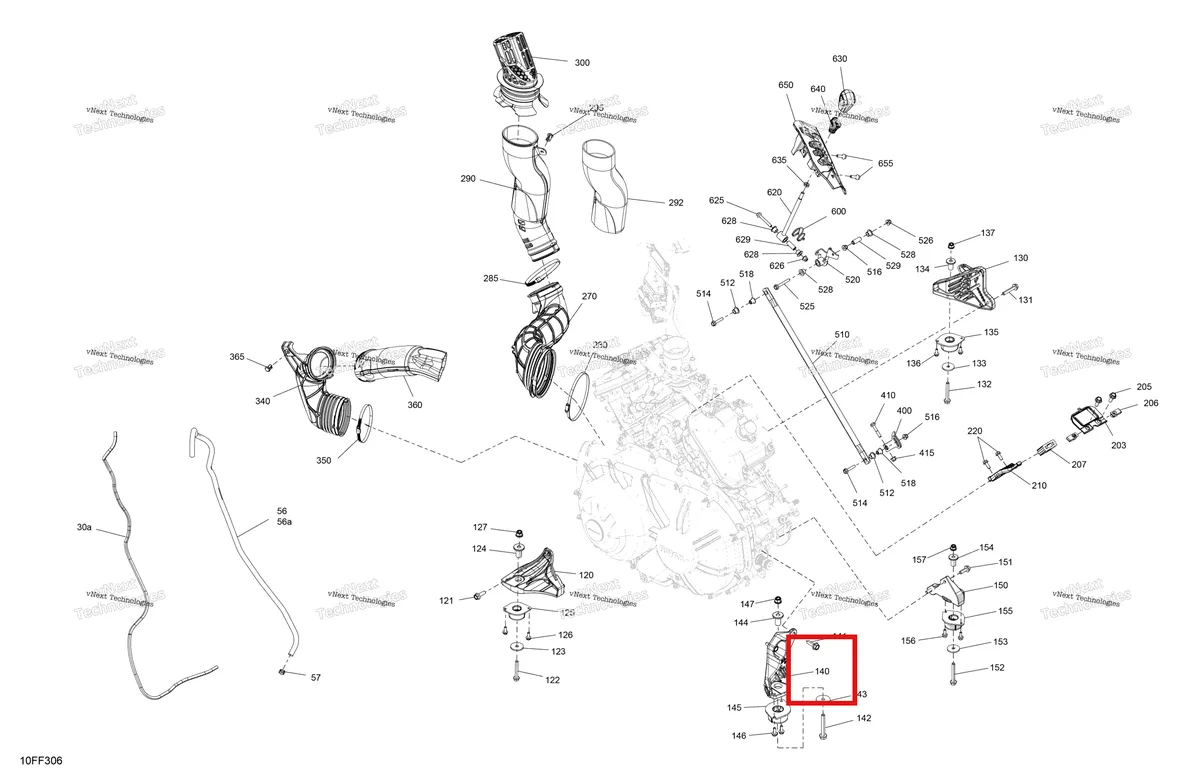 Деталь 707002733 (Двигатель опора Can-Am Outlander 4x4 XT 1000R (2025) (707002733)) на схеме узла 2026 Can-Am OUTLANDER - 4X4 - BACKCOUNTRY - 1000R - 4NTE - Dark Camo Engine - System