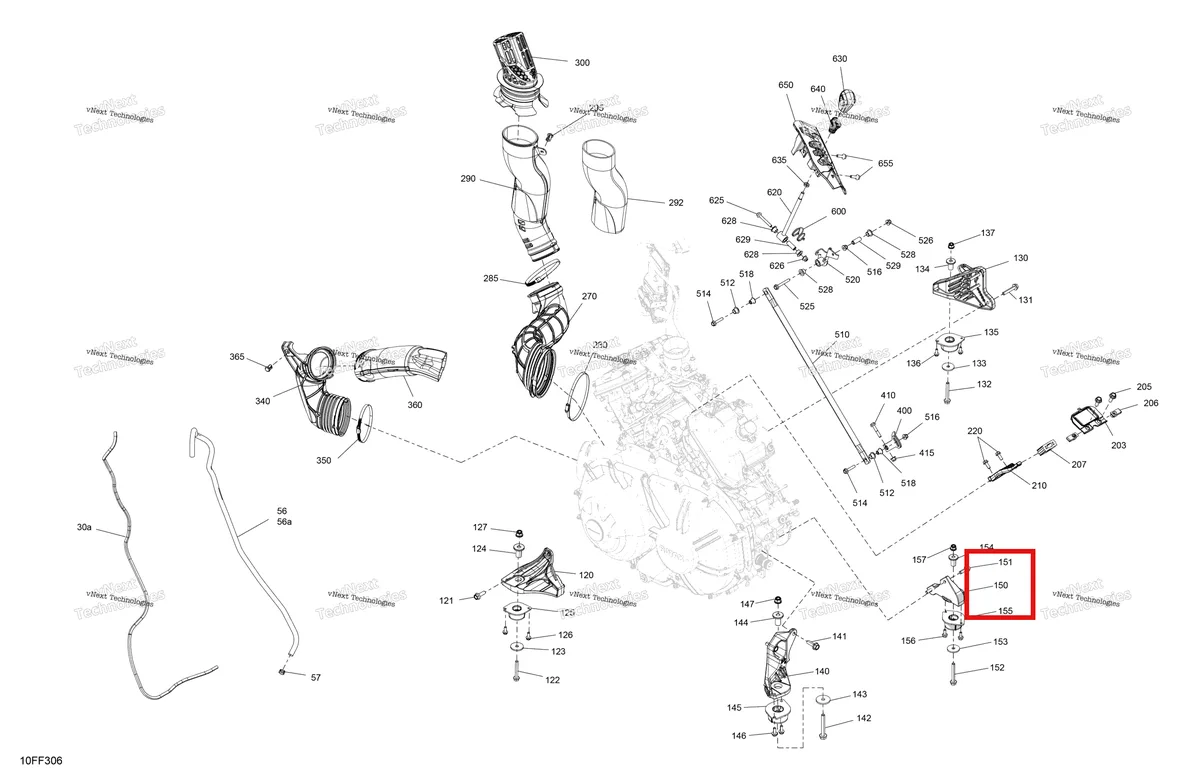 Деталь 707002735 (Двигатель опора Can-Am Outlander 4x4 XT 1000R (2025) (707002735)) на схеме узла 2026 Can-Am OUTLANDER - 4X4 - BACKCOUNTRY - 1000R - 4NTE - Dark Camo Engine - System