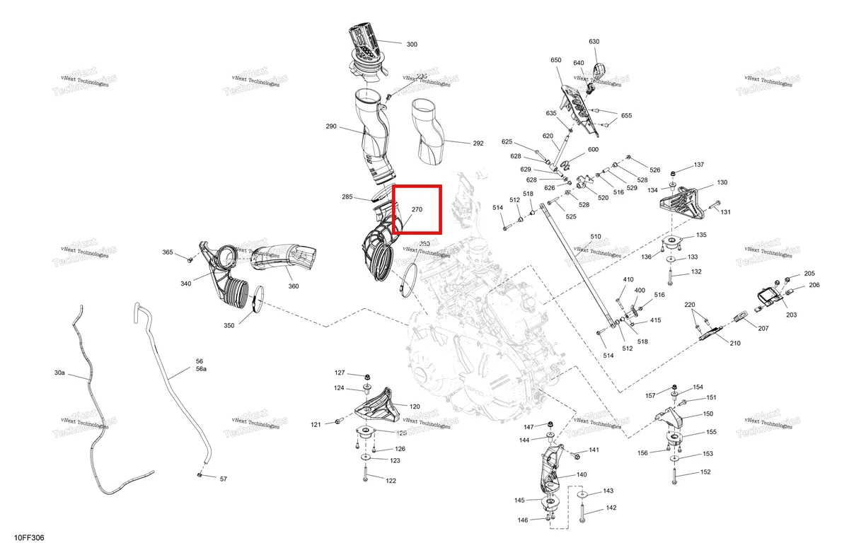 Деталь 707002757 (Воздуховод Adatpor Can-Am Outlander 4x4 XT 1000R (2025) (707002757)) на схеме узла 2026 Can-Am OUTLANDER - 4X4 - BACKCOUNTRY - 1000R - 4NTE - Dark Camo Engine - System