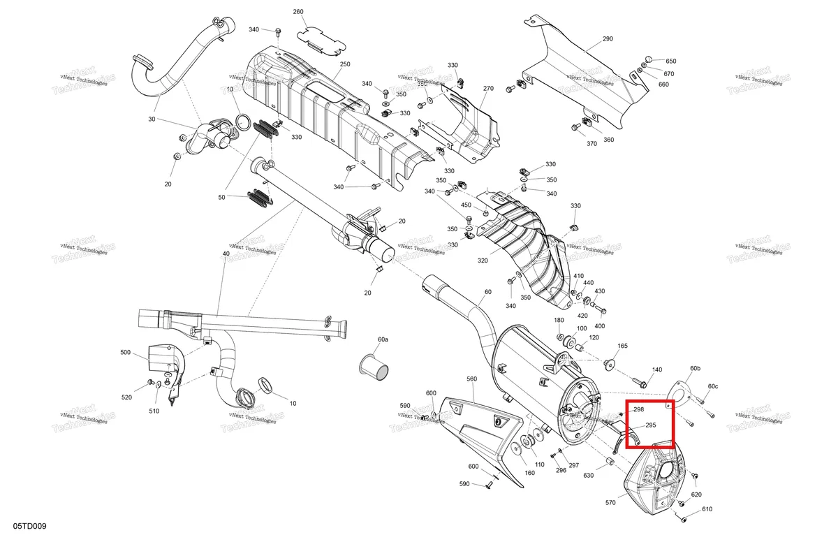 Деталь 707002766 (Heat дефлектор Can-Am Outlander 1000R EFI XMR (2022) (707002766)) на схеме узла 2024 Can-Am Outlander 850 EFI 4X4 - 4KRA - X MR Package - Legion Red Engine - Exhaust