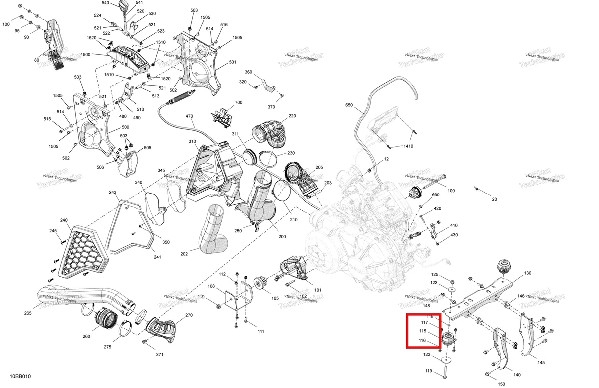 Деталь 707002927 на схеме узла 2022 Can-Am Commander 700 EFI - DPS Engine - System