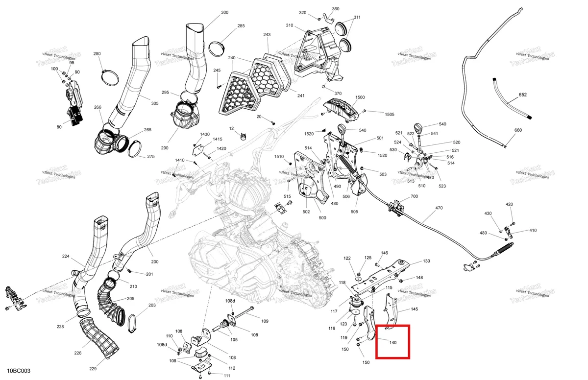 Деталь 707002948 (Левый задний двигатель опора Can-Am Commander 1000R EFI DPS (2022) (707002948)) на схеме узла 2023 Can-Am Commander 1000R EFI - XMR Engine - System