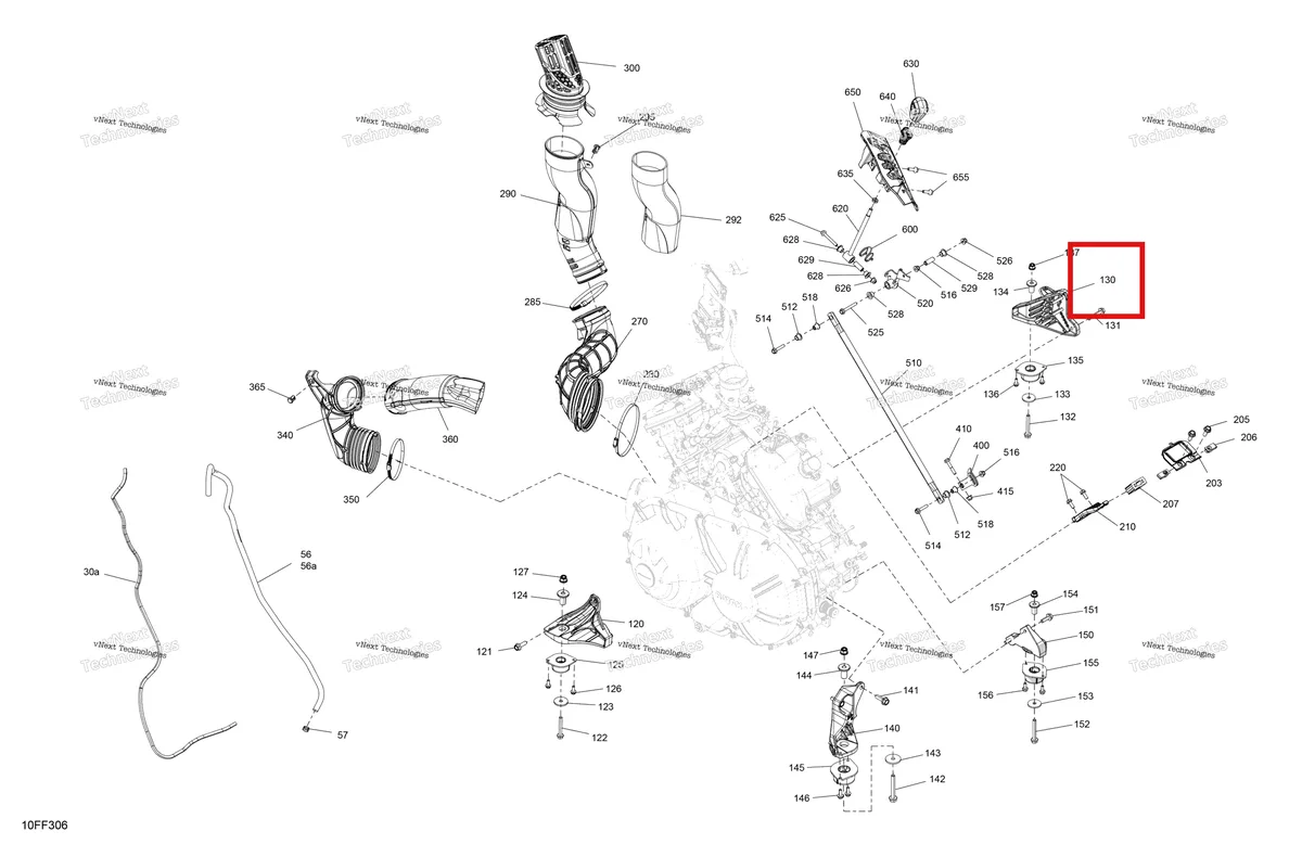 Деталь 707003565 (Двигатель опора Can-Am Outlander 4x4 XT 1000R (2025) (707003565)) на схеме узла 2026 Can-Am OUTLANDER - 4X4 - BACKCOUNTRY - 1000R - 4NTE - Dark Camo Engine - System