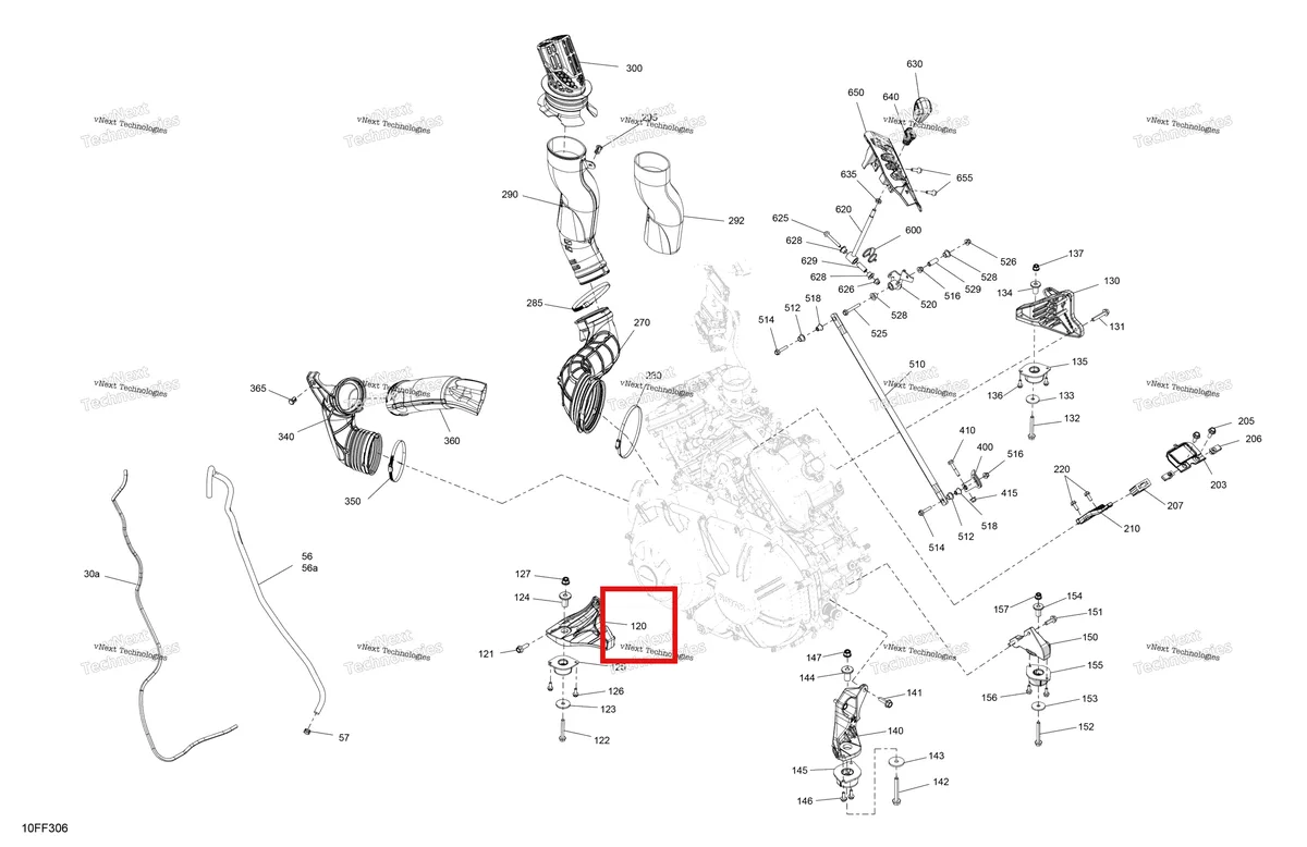 Деталь 707003567 (Двигатель опора Can-Am Outlander 4x4 XT 1000R (2025) (707003567)) на схеме узла 2026 Can-Am OUTLANDER - 4X4 - BACKCOUNTRY - 1000R - 4NTE - Dark Camo Engine - System