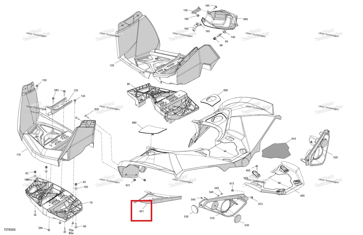 Деталь 707003638 на схеме узла 2025 Can-Am RENEGADE - 4X4 - XXC - 1000R EFI - 5VSA - Catalyst Gray Body - Rear Section