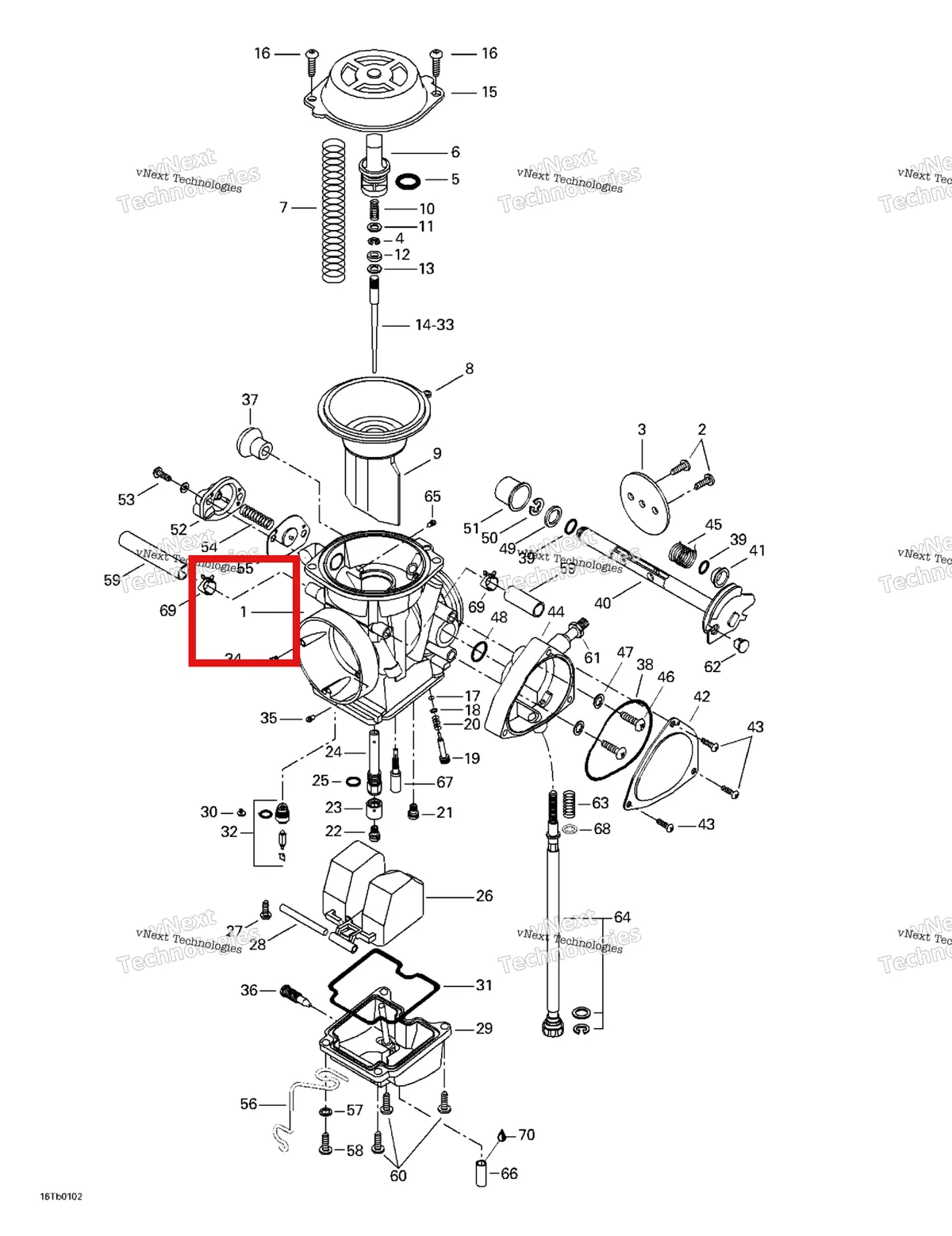 Деталь 707200001 на схеме узла 2001 Can-Am DS 650, 7404 Carburetor