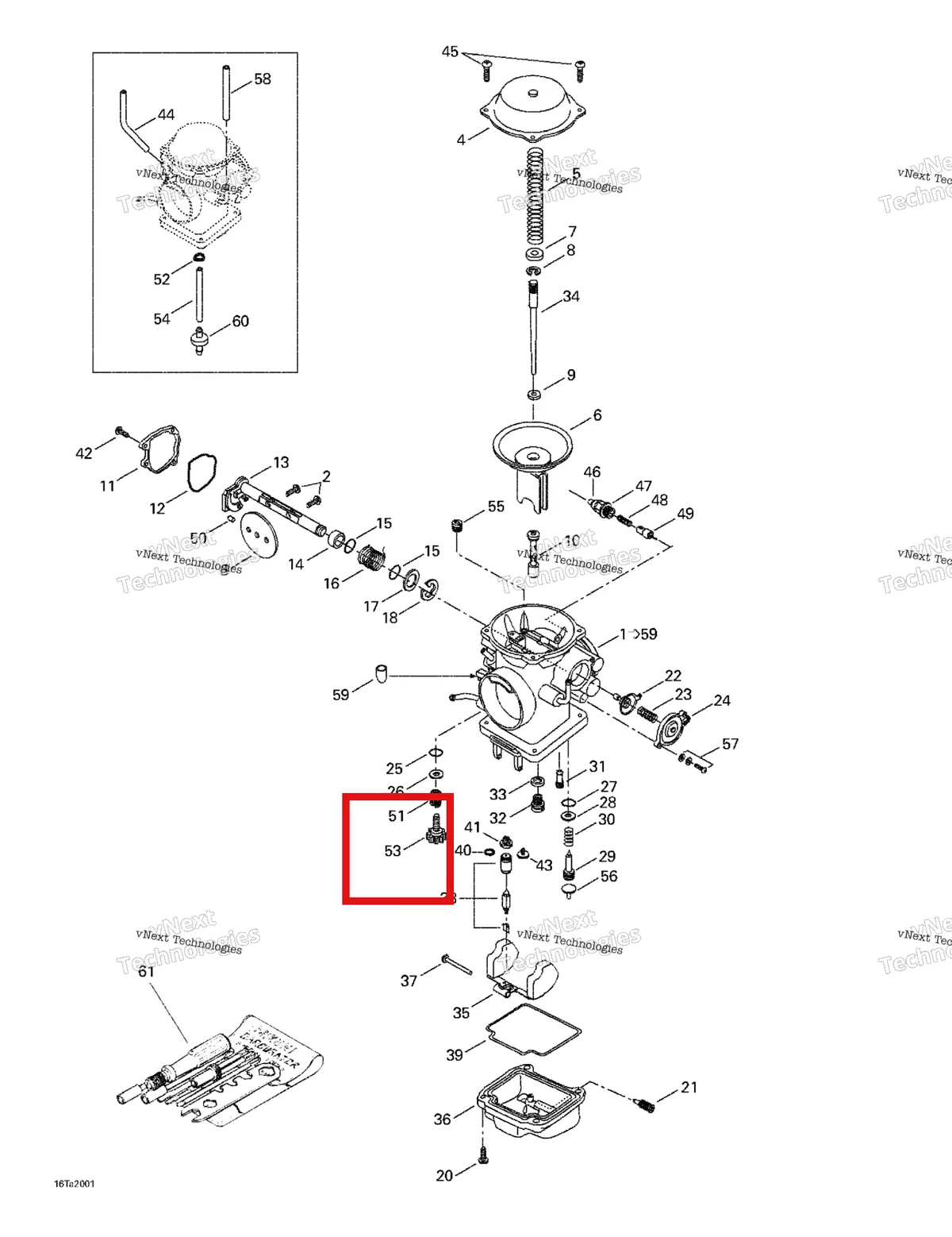 Деталь 707200006 на схеме узла 1999 Can-Am Traxter, 7400/ 7401/7413/7414 Carburetor