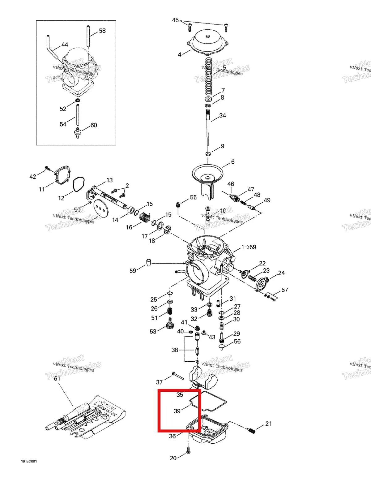 Деталь 707200014 на схеме узла 1999 Can-Am Traxter, 7400/ 7401/7413/7414 Carburetor
